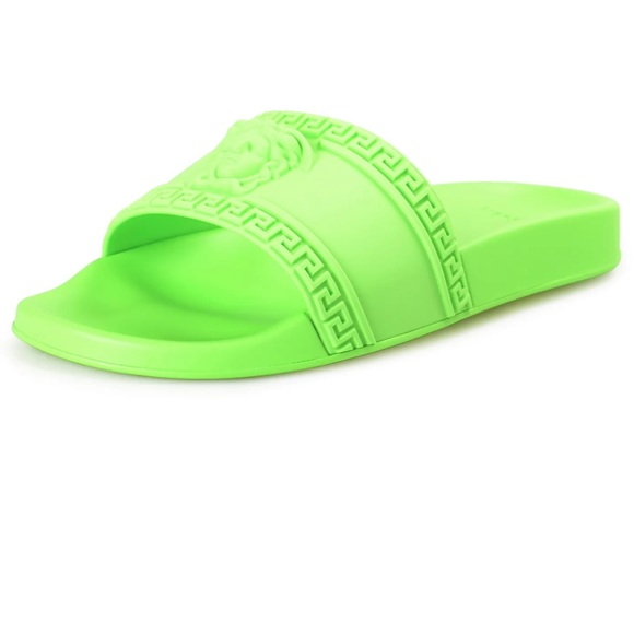 New Versace Women's Green Neon Medusa Head Embossed Slippers - Picture 5 of 11